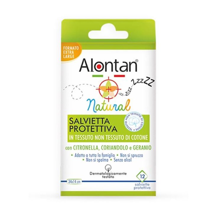 Alontan&reg; Natural Salviette Protettive Con Citronella Coriandolo E Geranio 12 Pezzi