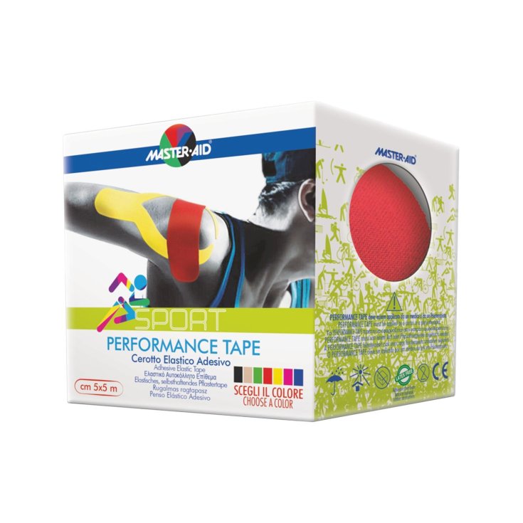Master-Aid&reg; Sport Performance Tape Cerotto Elastico Adesivo Colore Rosso 5cm x 5m 1 Bobina