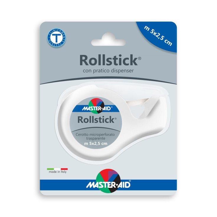 Master-Aid&reg; Rollstick&reg; Cerotto Microperforato Trasparente Con Pratico Dispenser m 5 x 2,5 cm