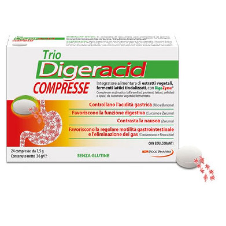 Pool Pharma Trio Digeracid Integratore Alimentare Senza Glutine 24 Compresse