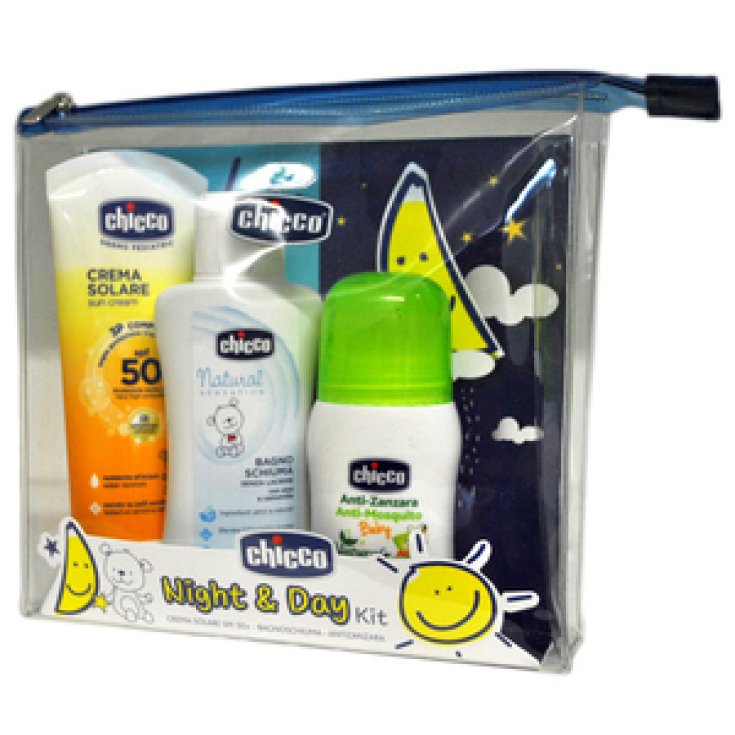 Chicco Night & Day Kit Crema Solare + Bagno Schiuma + Roll-On Anti-Zanzara