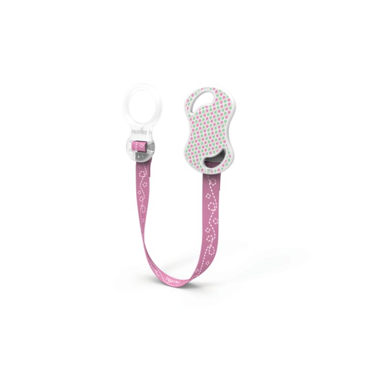 Nuvita Nastrino Porta Succhietto con Anello in Silicone Rosa