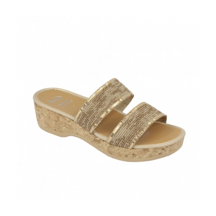 Dr Scholl Twilly Tessuto Glitterato Sandalo Doppia Fascia Donna Colore Golden Beige Misura 38