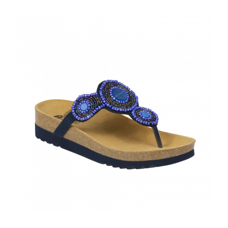 Scholl Zarina Calzatura In Canvas + Perline Colore Blu Numero 38
