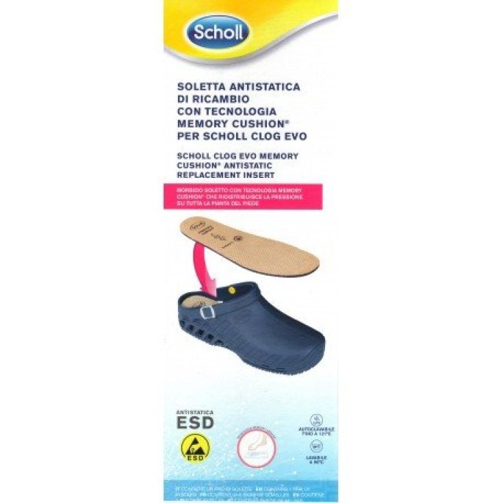 Scholl Soletta Antistatica Di Ricambio Con Tecnologia Memory Cushion Per Scholl Clog Evo Misura 44-45