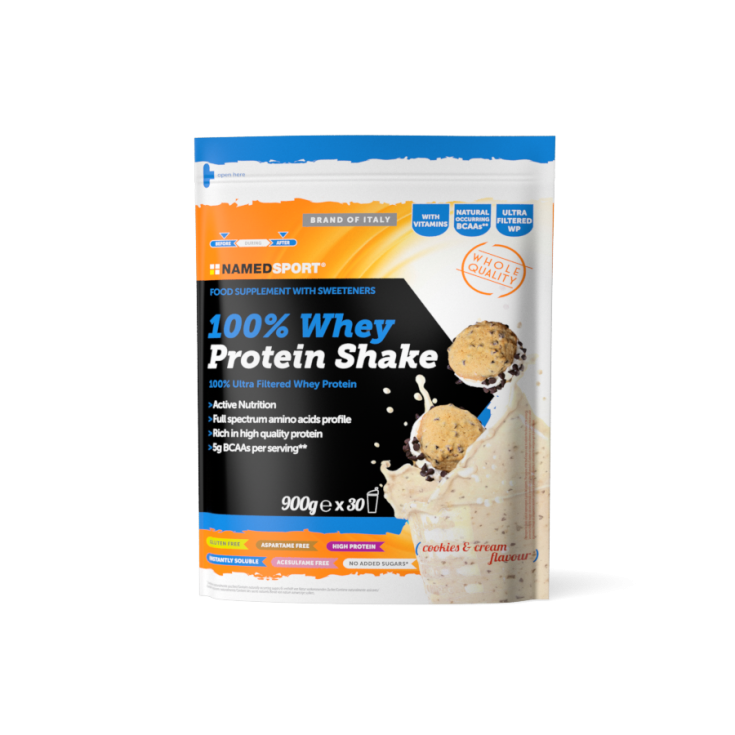 Named Sport 100% Whey Protein Shake Integratore Proteico Gusto Cookies & Cream 900g