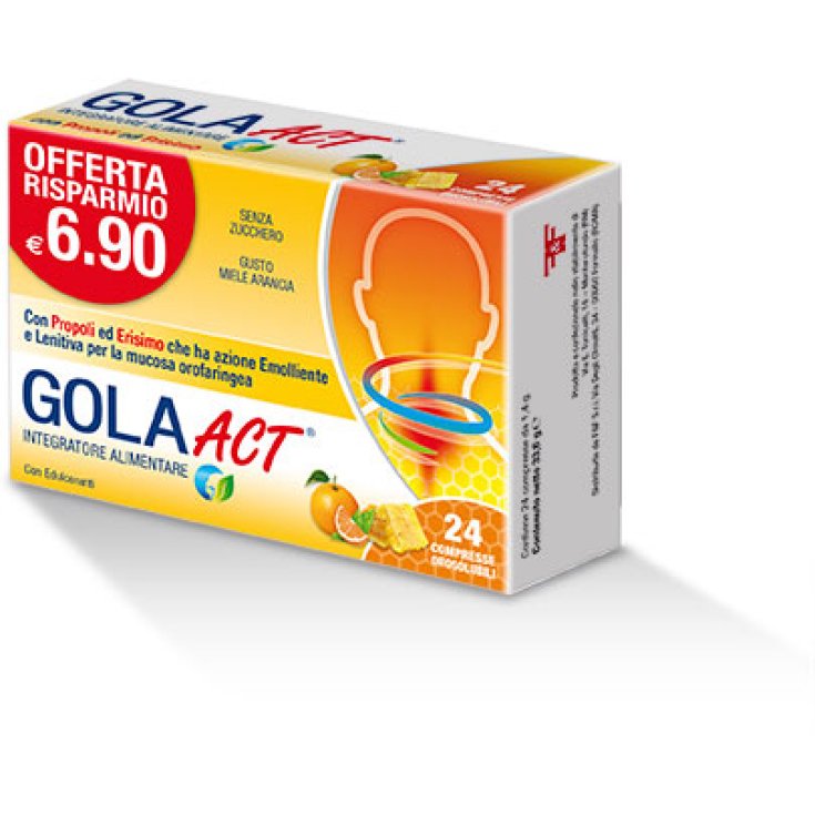 Gola Act Gusto Miele Arancia 24 Compresse Masticabili Senza Zucchero