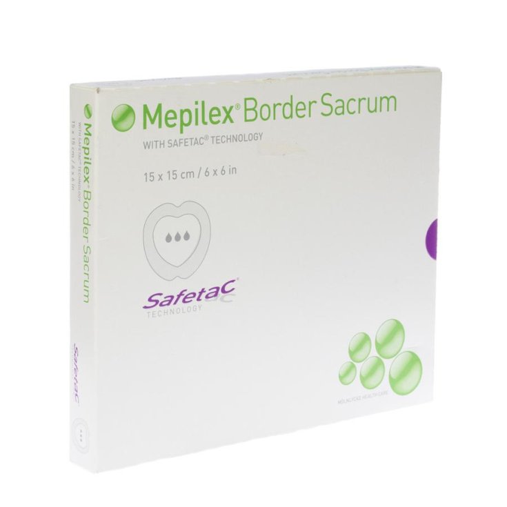M&ouml;lnlycke&reg; Mepilex&reg; Border Sacrum Medicazione In Schiuma All-In-One Per La Zona Sacrale Con Safetac&reg; Misura 16x20cm 5 Pezzi