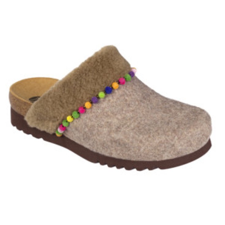 Dr. Scholl&reg; Libby Ciabatta Donna Plantare Bioprint&reg;  Eco Pelliccia E Pom-Poms Colore Hazel Misura 35