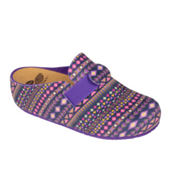 Dr. Scholl's Lareth Ciabatta Da Donna Printed Ethnic Microfibre Purple/Multicolor Misura 35 1 Paio