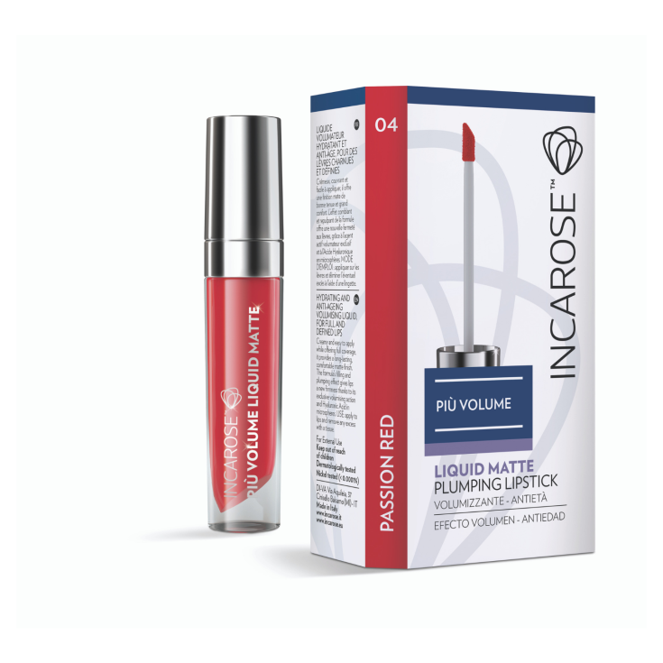 IncaRose Piu' Volume Liquid Matte Plumping Lipstick Volumizzante Anti-Et&agrave; Colore 04 Passion Red