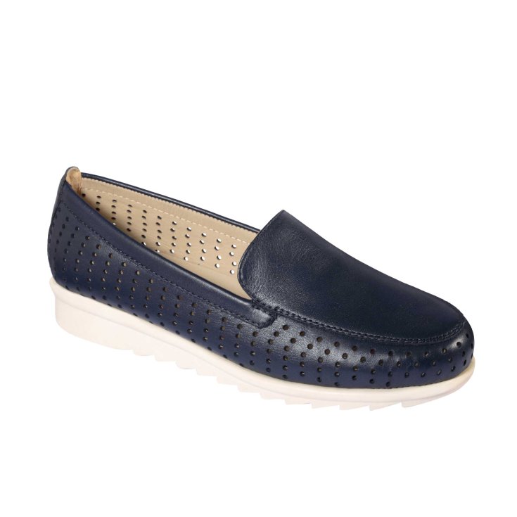 Scholl&reg; Ayami Calzatura In Pelle Laminata Colore Navy Blue Misura 40
