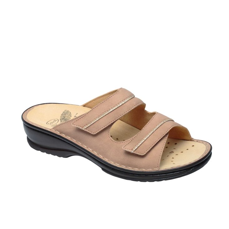 Scholl&reg; Carlen Ciabatta Donna Simil Nubuck + Glitter Plantare Bioprint&reg; Colore Beige Misura 38