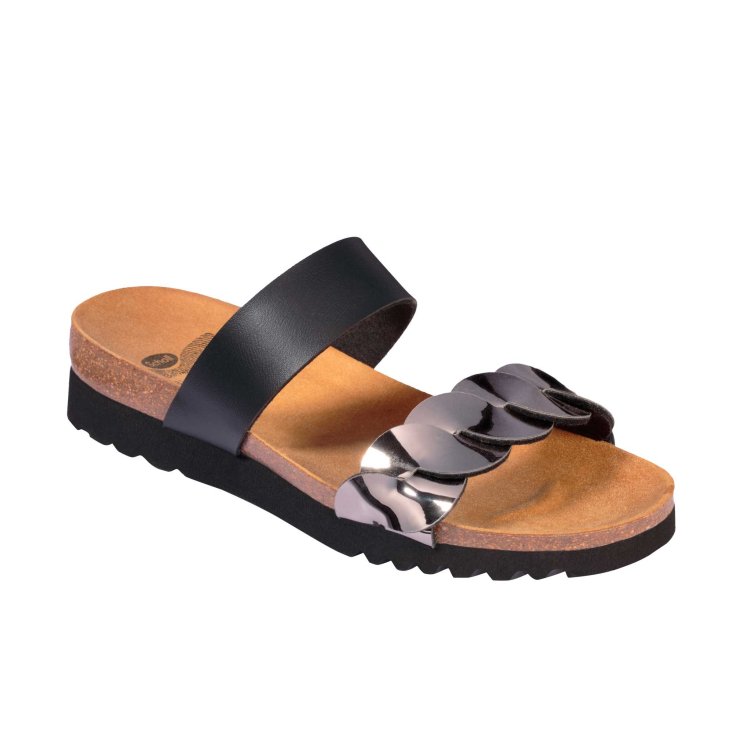 Scholl&reg; Jada Sandalo Donna Glitter Plantare Bioprint&reg; Colore Nero Misura 36