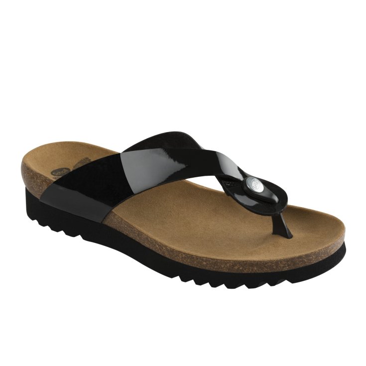 Scholl&reg; Kenna Infradito Donna Vernice Sintetica Plantare Bioprint&reg; Colore Nero Misura 37