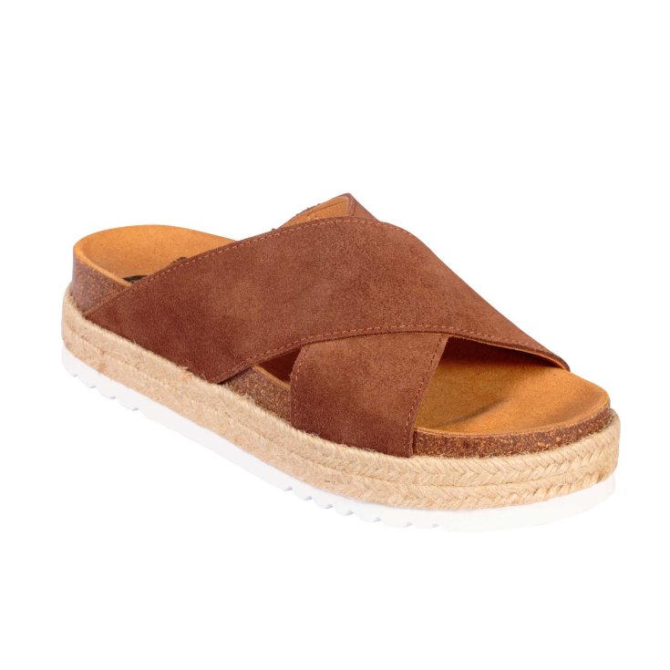 Scholl&reg; Malindy Sandalo Donna Cross Suede Plantare Bioprint&reg; Colore Marrone Misura 37