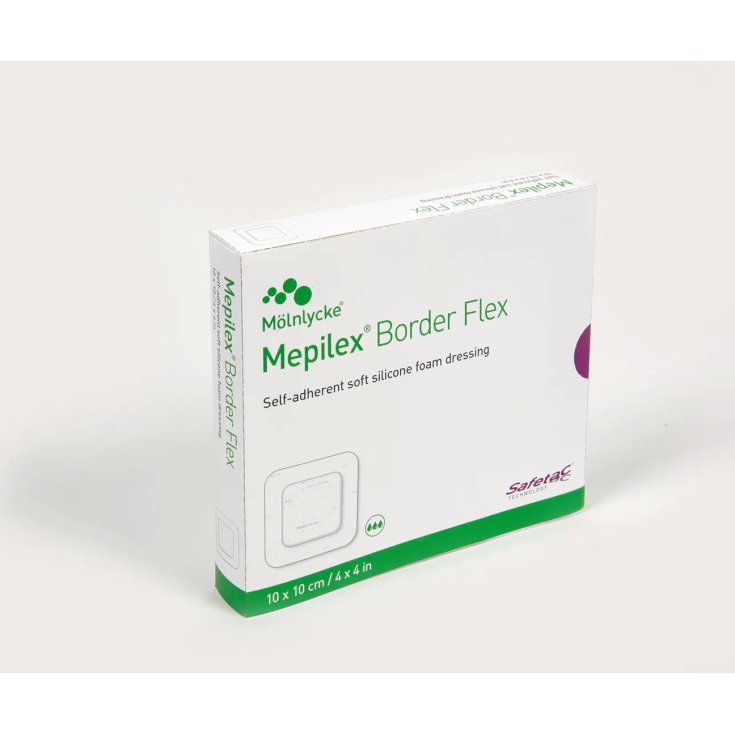 M&ouml;lnlycke&reg; Mepilex&reg; Border Flex Medicazione Multiuso All-In-One In Schiuma Con Safetac&reg; Misura 10x10cm 5 Pezzi