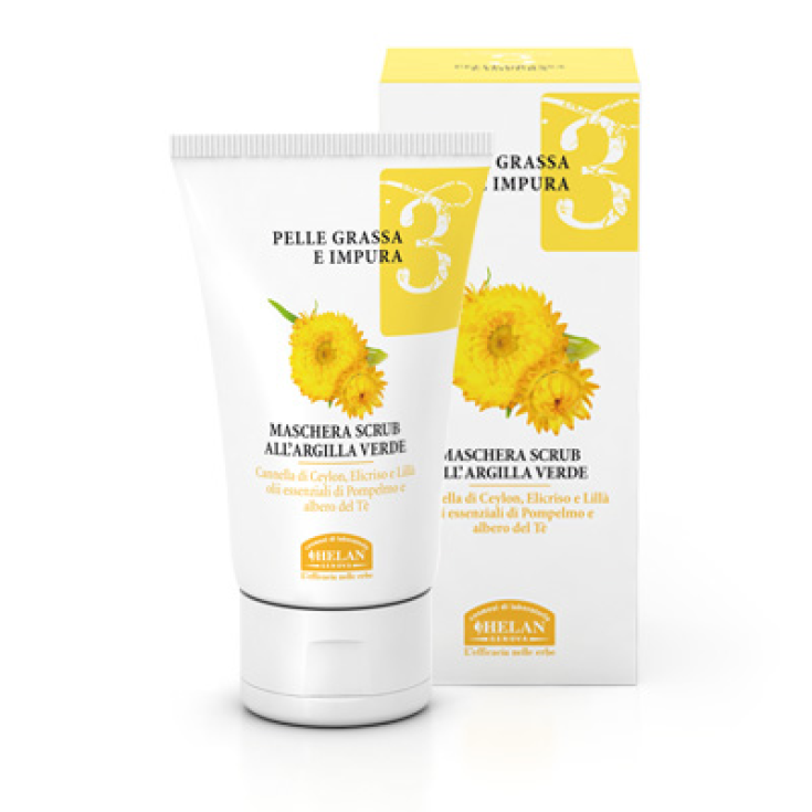 LINEA VISO 3 - PELLE GRASSA E IMPURA Maschera Scrub all'Argilla Verde HELAN 50ml