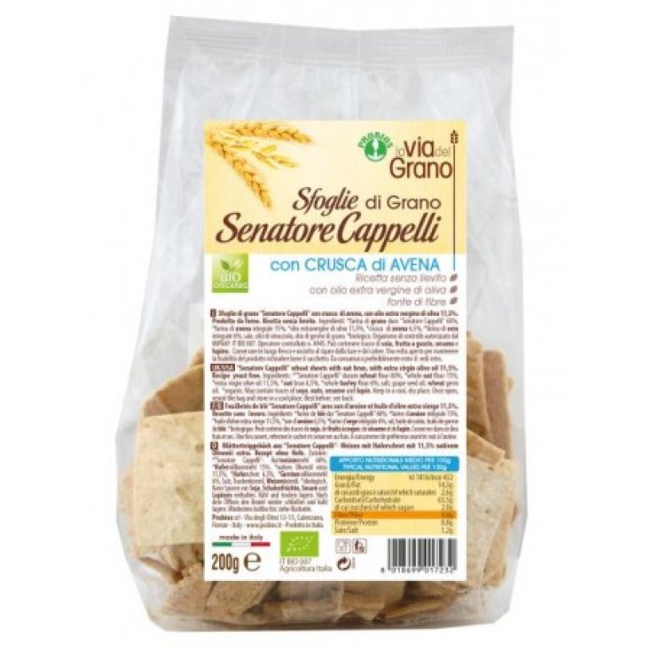 La Via Del Grano Sfoglie Di Grano Senatore Cappelli Con Crusca Di Avena Probios 200g