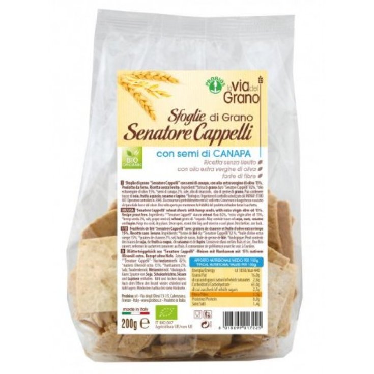 La Via Del Grano Sfoglie Di Grano Senatore Cappelli Con Semi Di Canapa Probios 200g