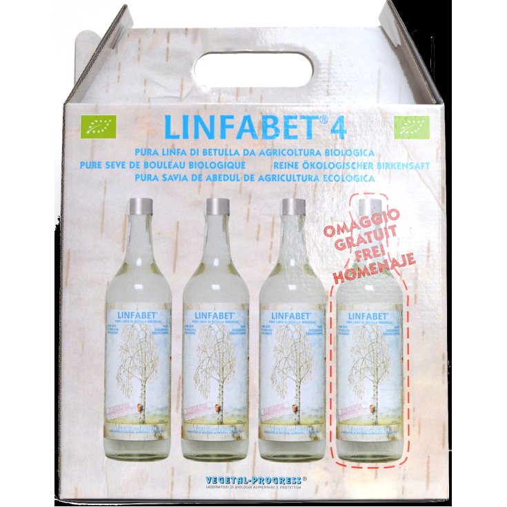 Linfabet&reg; 4 Pura Linfa Di Betulla Biologico Vegetal Progress 3 Bottiglie + 1 Omaggio