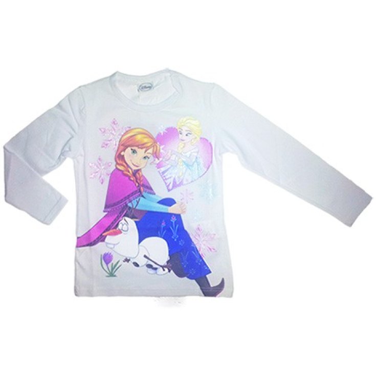 T-shirt maglia maglietta cotone  bimba bambina Disney Frozen bianco 10A