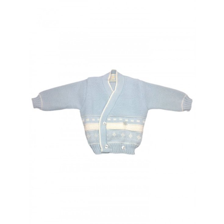 Cardigan scaldacuore incrociatino coprifasce cotone La Rocca bimbo neonato bianco cielo TU