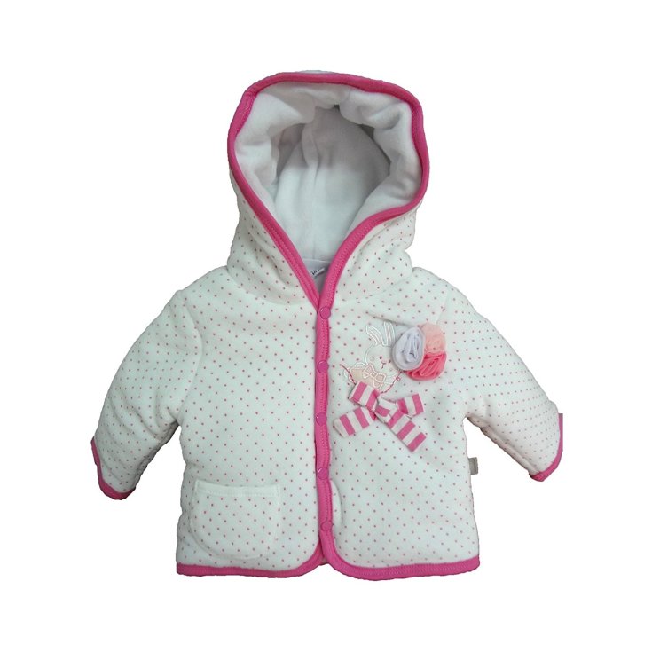 Giubbino cappottino ciniglia bimba neonato Bidibimbo bianco rosa 6 - 9 mesi