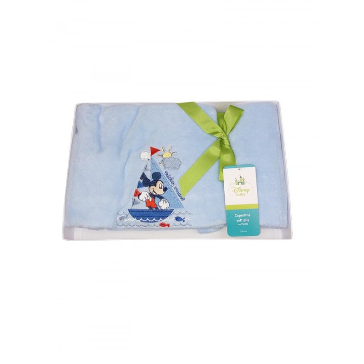 Copertina coperta pile culla carrozzina bimbo neonato Disney baby Mckey cielo TU