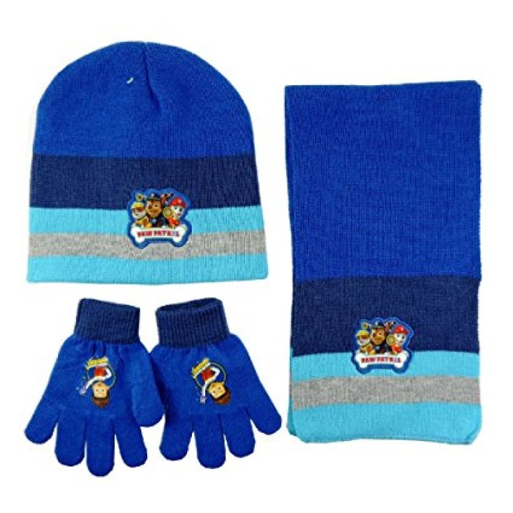 Set 3pz cappello cappellino sciarpa guanti bimbo Paw Patrol bluette tg 54