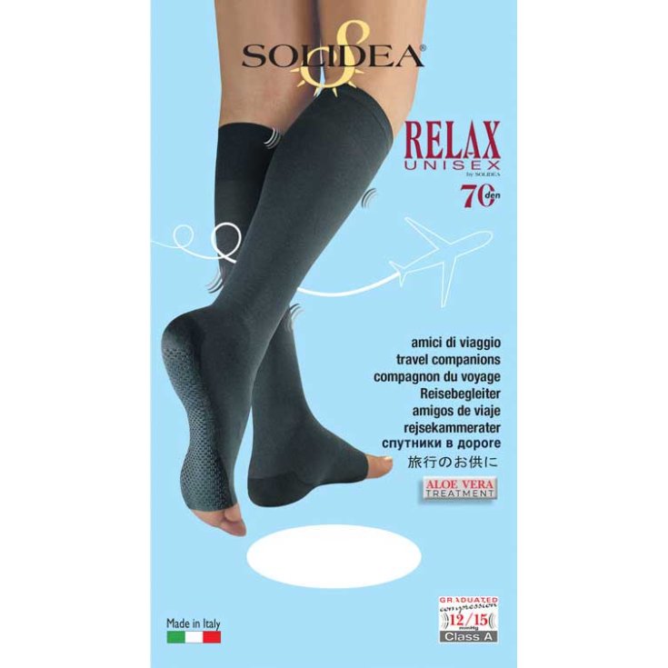 Relax Unisex Gambaletto Punta Aperta 70 Den Solidea&reg; Blu Scuro S 1 Paio