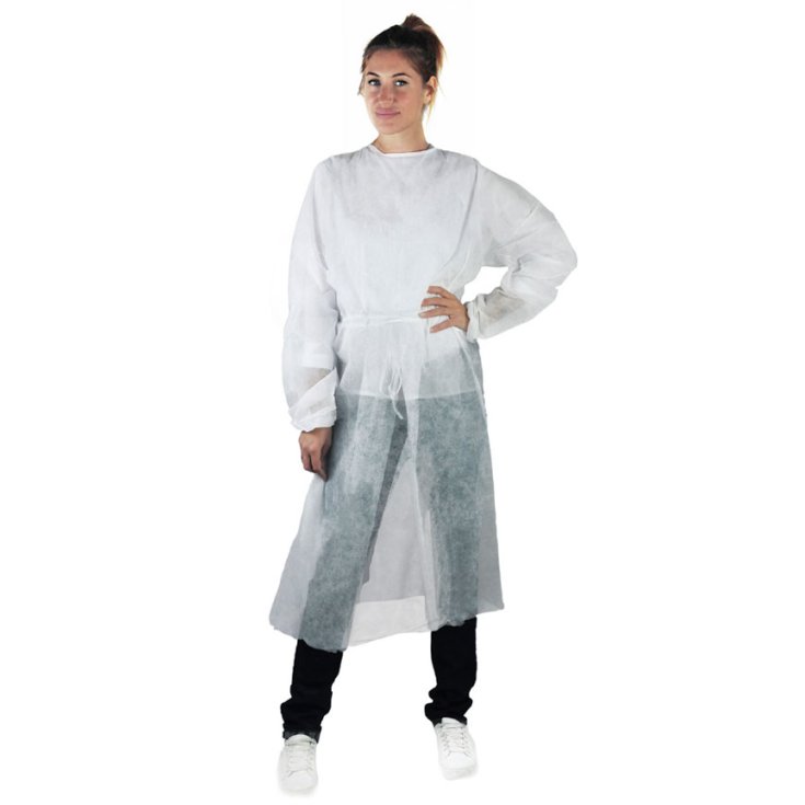 CAMICE VISITATORE CON ELASTICO AI POLSI TNT BIANCO Bhealthy