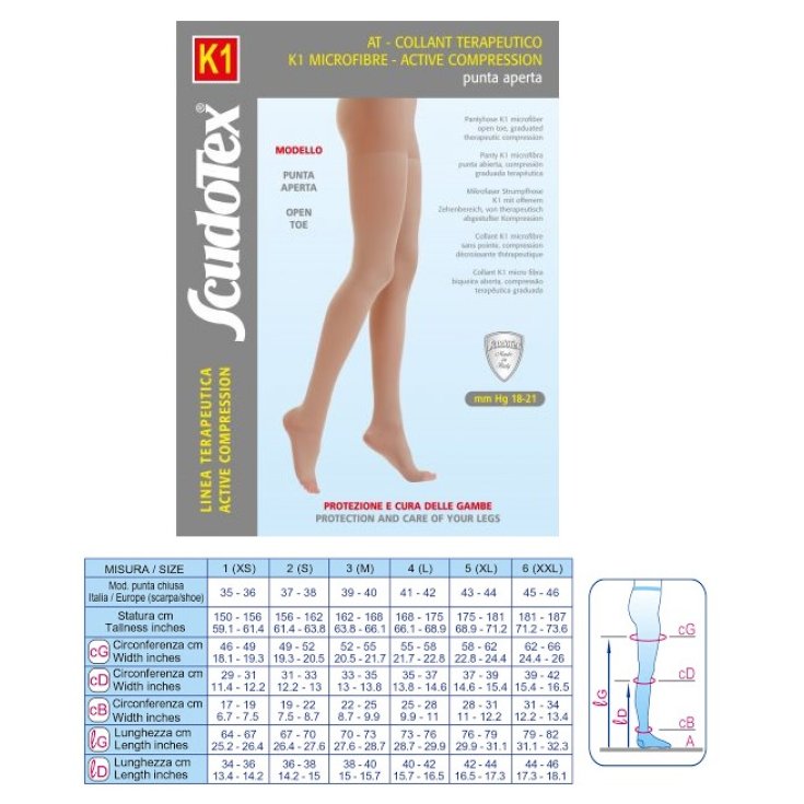Collant K1 Microfibra Punta Aperta ScudoTex Beige Taglia 5