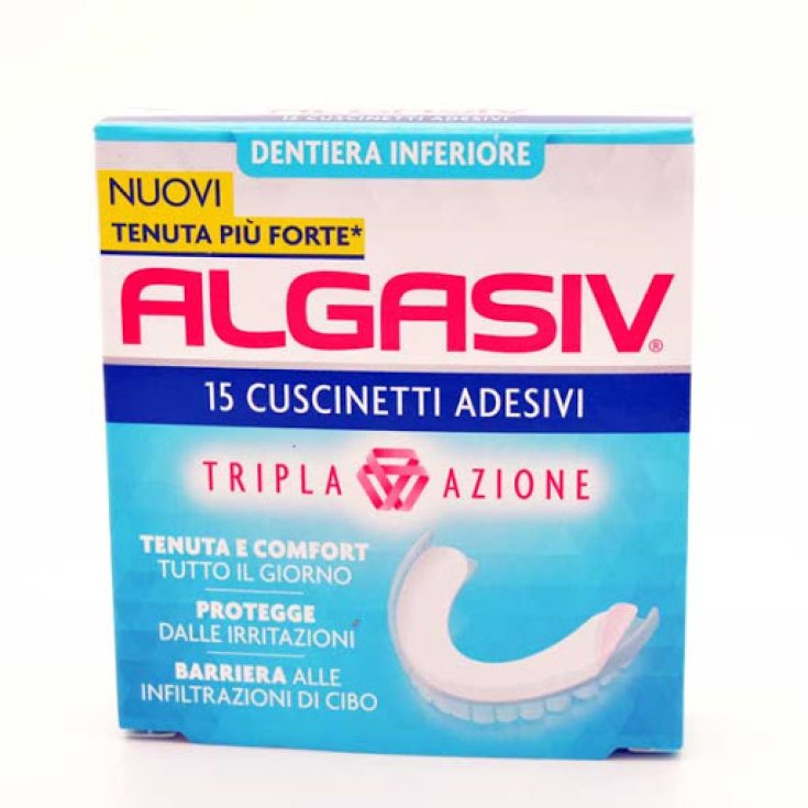Dentiera Inferiore Tripla Azione Algasiv&reg; 15 Cuscinetti Adesivi