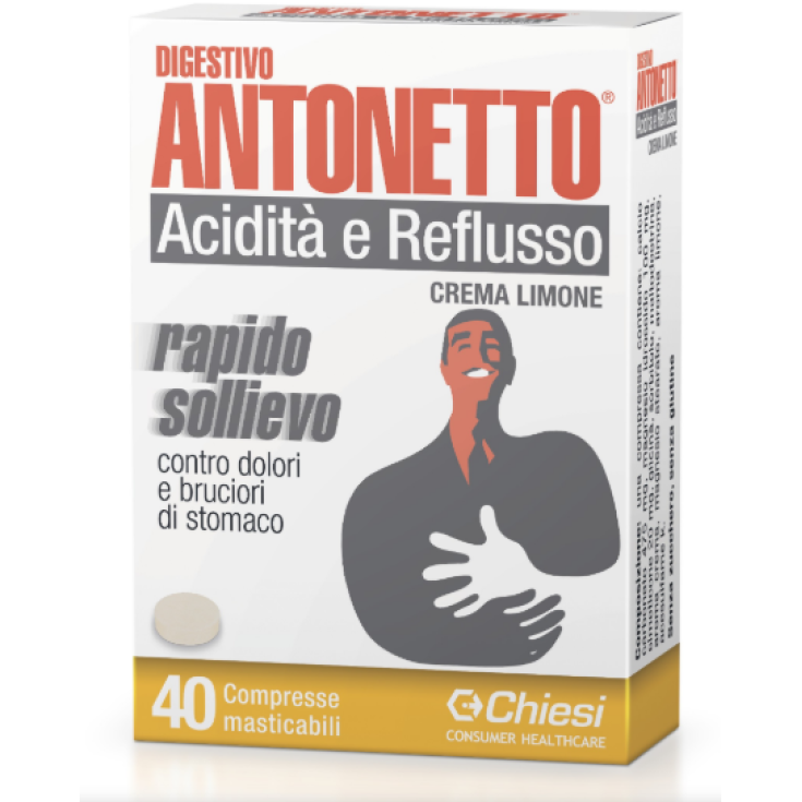 Digestivo Antonetto Acidità E Reflusso Crema Limone Chiesi 40 Compresse Masticabili Digestivo Antonetto Acidità E Reflusso Crema Limone Chiesi 40 Compresse Masticabili