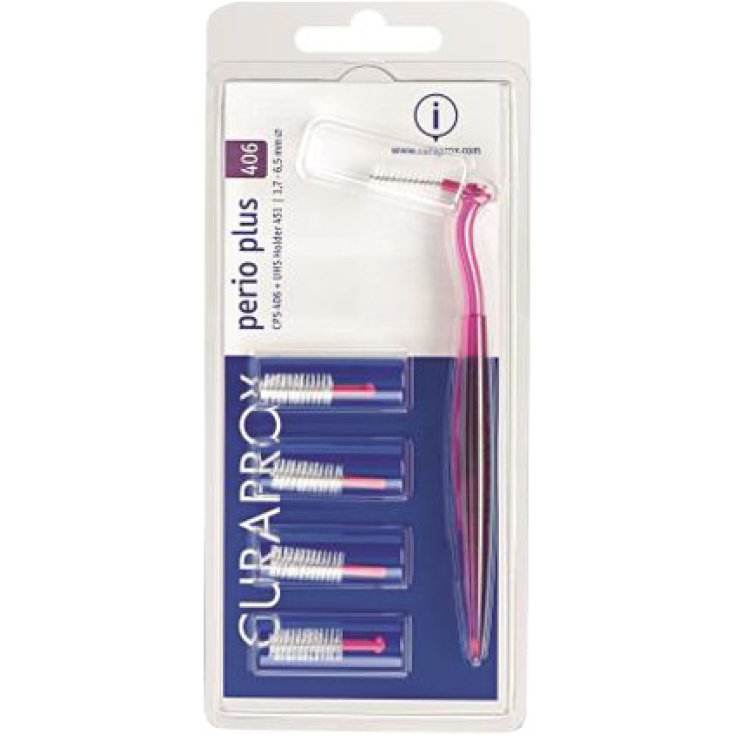 Curaprox Perio Plus 406 Scovolino 5 Testine + Manico Fuchsia UHS 451 1 Confezione
