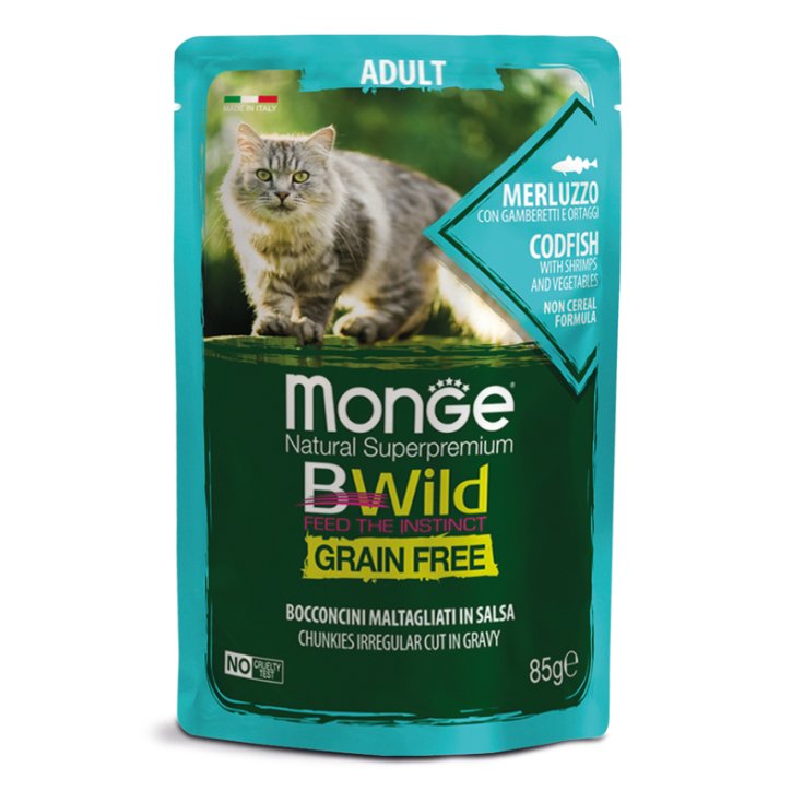 BWild Grain Free Bocconcini maltagliati in salsa di Merluzzo con Gamberetti e Ortaggi - 85GR