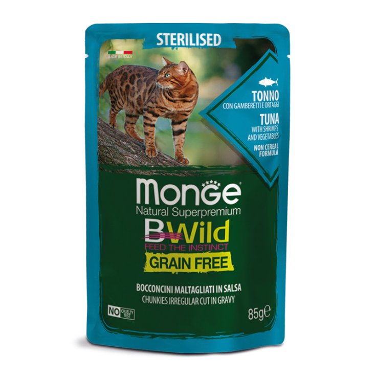BWild Grain Free Bocconcini maltagliati in salsa di Tonno con Gamberetti e Ortaggi &ndash; Sterilised - 85GR