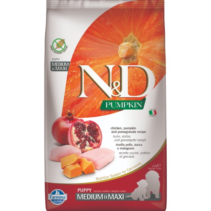 Natural & Delicious Pumpkin Grain Free Puppy Medium & Maxi con Pollo, Zucca e Melograno - 2,50KG