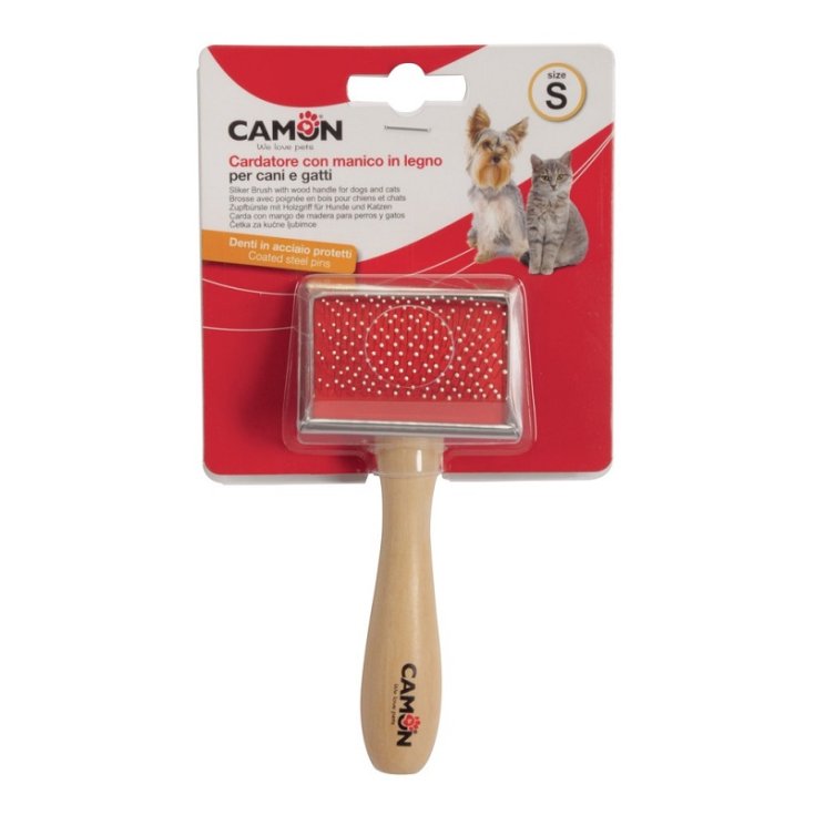 Cardatore con Manico in Legno, Denti in Acciaio e Punte Arrotondate  - M 12 x 6 Cm