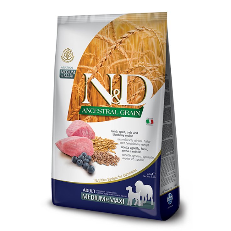 Natural & Delicious Ancestral Grain Adult Medium & Maxi con Agnello e Mirtillo - 12KG