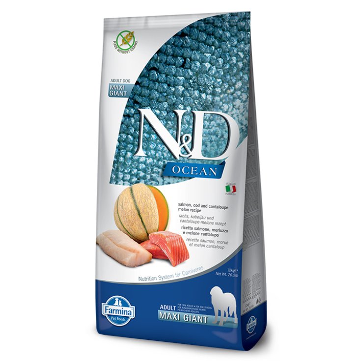 Natural & Delicious Ocean Adult Maxi & Giant con Salmone, Merluzzo e Cantalupo - 12KG