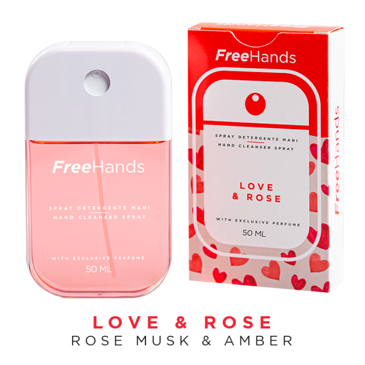 FreeHands Spray Detergente Mani Fragranza Love & Rose 50ml