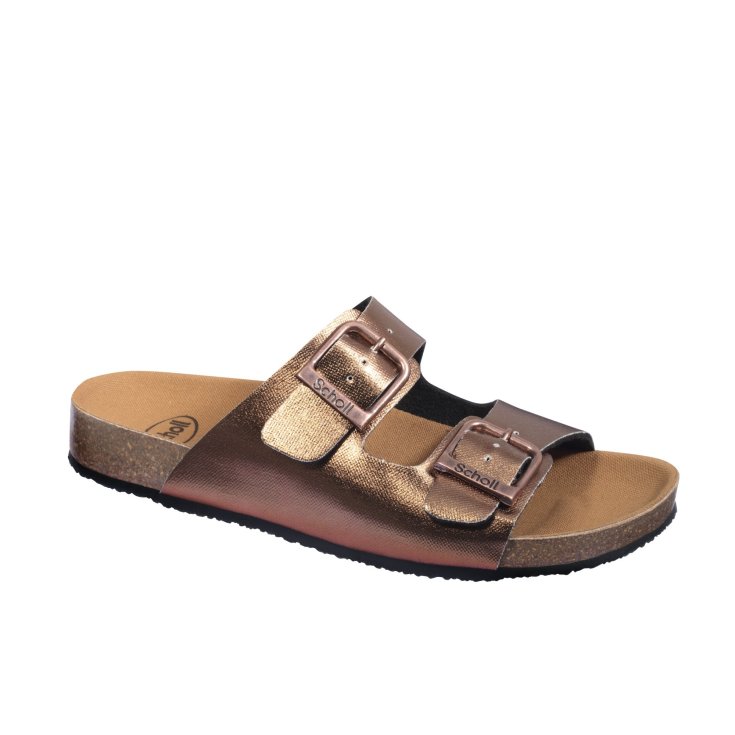 Greeny Mule Scholl&reg; Ciabatta Doppia Fascia Donna Bioprint&reg; Bronzo Misura 40