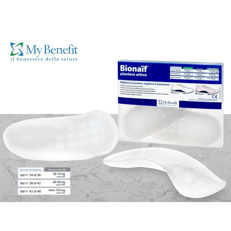 Bionaif My Benefit Plantare Attivo Colore Neutro Misura Media 2 Plantari