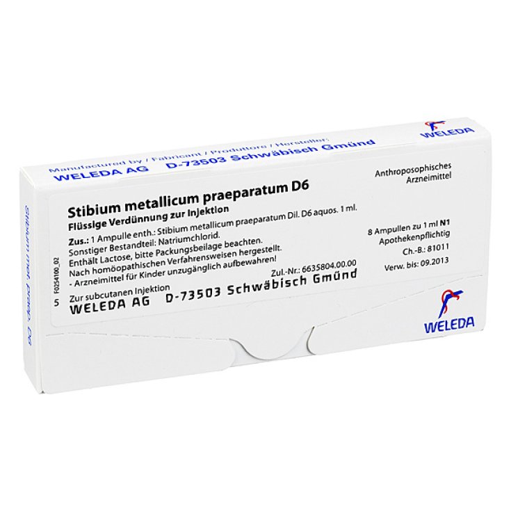 Stibium Metallicum Preparatum D6 Weleda 8 Fiale Da 1ml