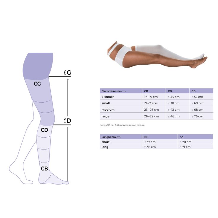 Thrombo Monocollant Coscia Ambidestro Punta Aperta Sigvaris Taglia  XS Lungo