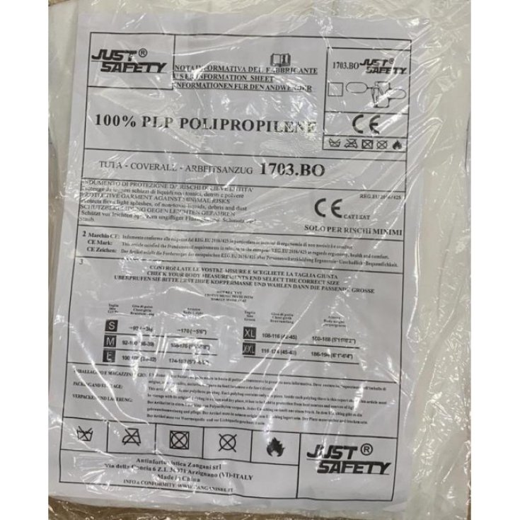 Tuta Classe I 100% PLP Polipropilene Taglia XL Just Safety