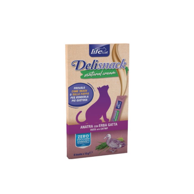Life Cat Deli Snack Natural Cream Anatra con Erba Gatta - 6 Snack