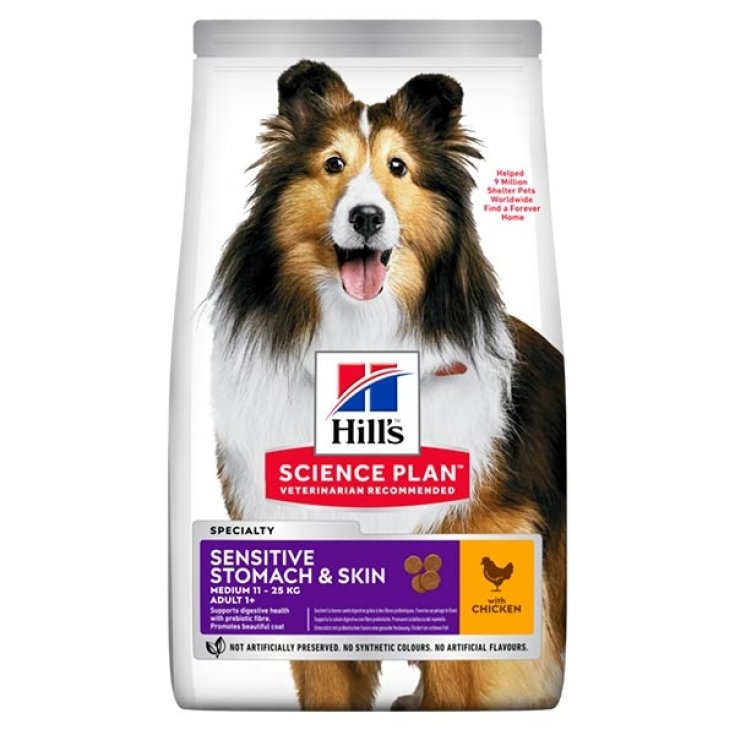 Science Plan Sensitive Stomach & Skin Adult Medium con Pollo - 12KG